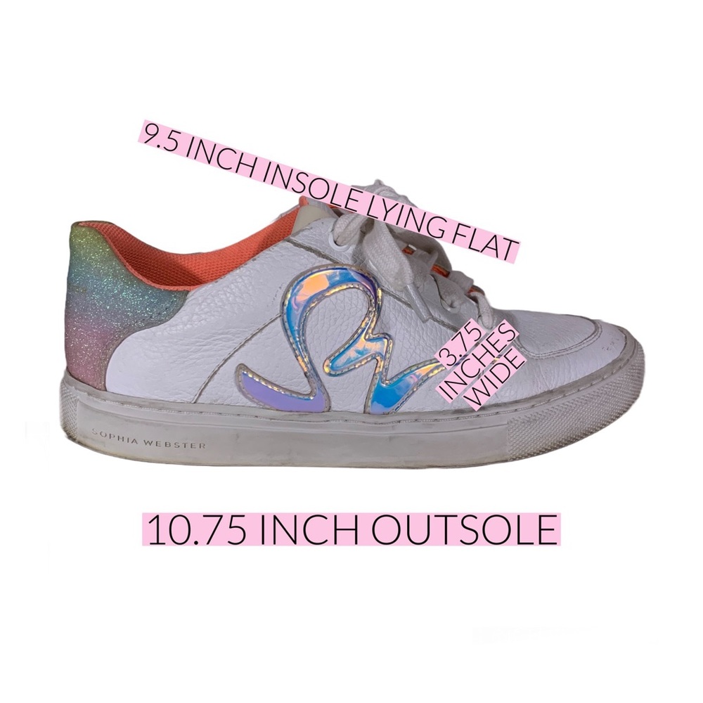 SOPHIA WEBSTER "SWALK IRIDESCENT" WHITE LEATHER PASTEL OMBRE GLITTER SNEAKERS 38 - Picture 15 of 15